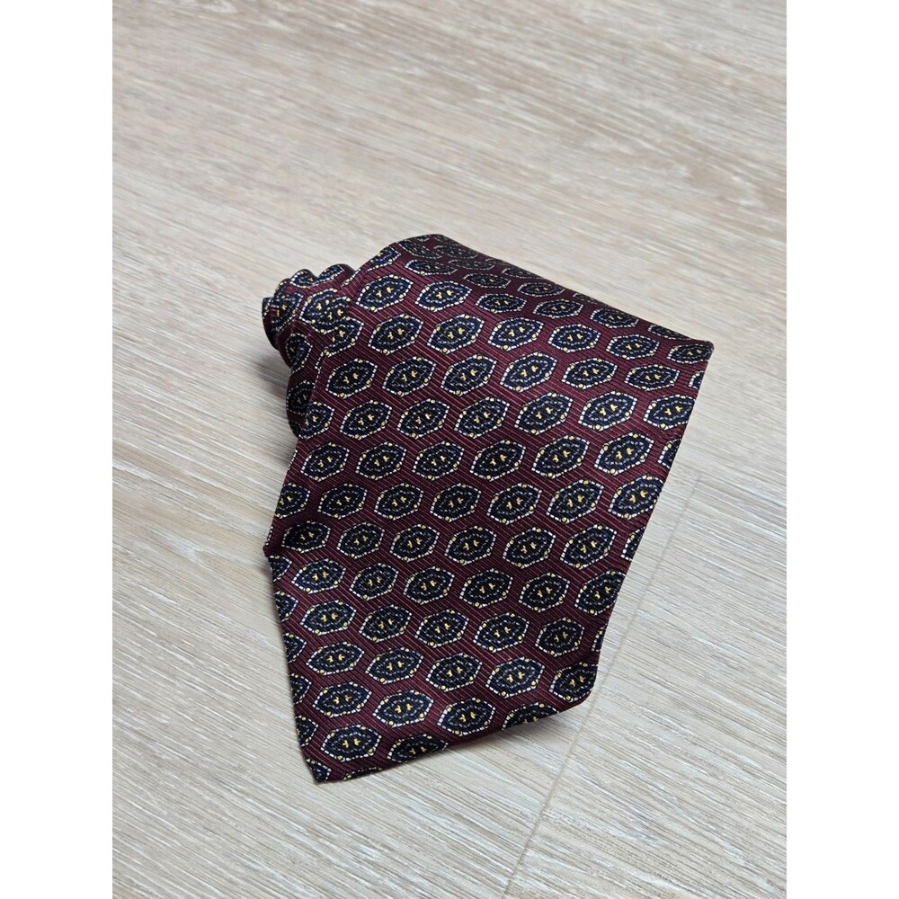 Robert Talbott Silk Tie Burgundy Geometric Hand Sewn Necktie